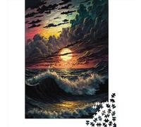 Puzzle quadrato da 1000 pezzi con dipinto a olio sul tramonto sull'oceano per adulti e puzzle di carta, gioco educativo, sfida giocattolo 38x26 cm/1000 pezzi
