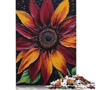 Puzzle quadrato da 1000 pezzi con dipinto di girasoli e sfondo scuro per adulti, puzzle in legno, il miglior regalo di Natale per adulti e 1000 pezzi (75x50 cm)