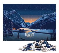 Puzzle quadrato da 1000 pezzi con illustrazione del paesaggio invernale di Banff, Canada, per adulti e puzzle in legno, gioco educativo, sfida giocattolo, 1000 pezzi (75x50 cm)