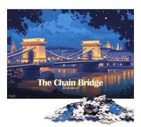 Puzzle quadrato da 1000 pezzi con illustrazione del Ponte delle Catene a Budapest per adulti, puzzle di carta, giocattolo educativo per l'apprendimento, 38x26 cm/1000 pezzi