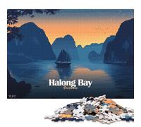 Puzzle quadrato da 1000 pezzi con la baia di Halong, Vietnam al tramonto, per adulti, puzzle in legno, giochi di sfida unici, 1000 pezzi (75x50 cm)