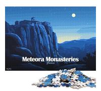Puzzle quadrato da 1000 pezzi con paesaggio notturno dei monasteri di Meteora in Grecia per adulti, puzzle in legno, gioco educativo per bambini, 1000 pezzi (75x50 cm)