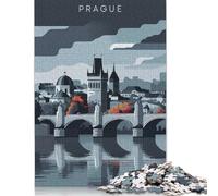 Puzzle quadrato da 1000 pezzi con paesaggio urbano di Praga per adulti, puzzle di carta, puzzle educativo, gioco per famiglie, 38x26 cm/1000 pezzi