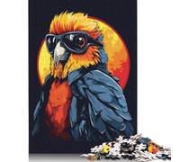 Puzzle quadrato da 1000 pezzi con pappagallo retrò con occhiali da sole per adulti e puzzle in legno, gioco educativo, sfida giocattolo 1000 pezzi (75x50 cm)