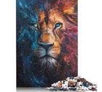 Puzzle quadrato da 1000 pezzi con ritratto dipinto di leone per adulti, puzzle in legno, gioco educativo per bambini, 1000 pezzi (75 x 50 cm)