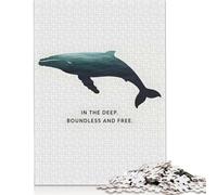 Puzzle quadrato da 1000 pezzi con sagoma di balena e oceano per adulti e puzzle in legno, gioco educativo, sfida giocattolo, 1000 pezzi (75x50 cm)