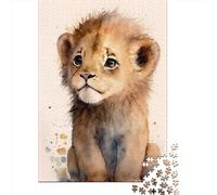 Puzzle quadrato da 1000 pezzi con simpatico leone dipinto per adulti, puzzle di carta, gioco educativo per bambini, 38x26 cm/1000 pezzi