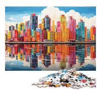 Puzzle quadrato da 1000 pezzi con skyline della città arcobaleno per adulti e puzzle in legno per la decorazione della casa, 1000 pezzi (75x50 cm)