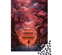 Puzzle quadrato da 1000 pezzi "Passeggiata tra i ciliegi" per adulti e puzzle in legno per bambini, regali di Natale 1000 pezzi (75x50 cm)