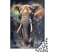 Puzzle quadrato da 1000 pezzi raffigurante un elefante dipinto, per adulti, puzzle in legno, gioco educativo per famiglie, 1000 pezzi (75x50 cm)