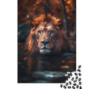 Puzzle quadrato da 1000 pezzi raffigurante un leone che nuota nel fiume per adulti, puzzle in legno, gioco pratico da 1000 pezzi (75x50 cm)
