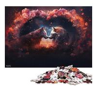 Puzzle quadrato da 1000 pezzi raffigurante una coppia di lupi innamorati, per adulti, puzzle in legno, gioco pratico da 1000 pezzi (75x50 cm)