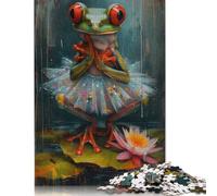 Puzzle quadrato da 1000 pezzi raffigurante una rana e una ballerina, dipinto a olio, per adulti, puzzle in legno, gioco educativo per bambini, 1000 pezzi (75x50 cm)