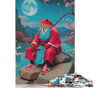 Puzzle quadrato da 1000 pezzi raffigurante una rana rossa, dipinto da un samurai, per adulti, puzzle in legno, gioco educativo per famiglie, 38x26 cm/1000 pezzi