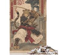 Puzzle quadrato da 1000 pezzi Samurai Leopard Warrior per adulti e puzzle in legno Giocattoli educativi per l'apprendimento Giochi per famiglie 1000 pezzi (75x50 cm)