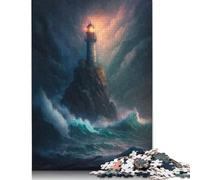 Puzzle quadrato da 1000 pezzi "Un faro nella tempesta" V6 per adulti e puzzle di carta, giocattoli educativi per l'apprendimento, giochi per famiglie, 38x26 cm/1000 pezzi