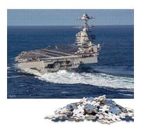 Puzzle quadrato da 1000 pezzi USS Gerald R Ford per adulti, puzzle in legno, giochi di sfida unici, 1000 pezzi (75x50 cm)