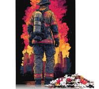 Puzzle quadrato da 1000 pezzi "Vigile del fuoco" per adulti e puzzle in legno, giocattoli educativi per l'apprendimento, giochi per famiglie, 1000 pezzi (75x50 cm)