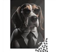 Puzzle quadrato da 500 pezzi Beagle Mafia Boss per adulti e puzzle in legno per la decorazione della casa, 500 pezzi (52x38 cm)