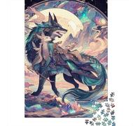 Puzzle quadrato da 500 pezzi "Chimera Wolf" per adulti, puzzle in legno, gioco educativo per bambini, 500 pezzi (52 x 38 cm)