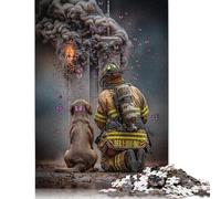 Puzzle quadrato da 500 pezzi con pompiere e cane in omaggio per adulti, puzzle in legno, gioco educativo per bambini, 500 pezzi (52x38 cm)
