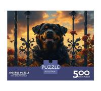 Puzzle quadrato da 500 pezzi con Rottweiler che fa la guardia, per adulti, puzzle in legno, gioco educativo per famiglie, 500 pezzi (52x38 cm)