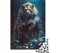 Puzzle quadrato da 500 pezzi del leone del Motorcycle Club per adulti e puzzle in legno, gioco educativo, sfida giocattolo, 500 pezzi (52x38 cm)