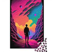 Puzzle quadrato da 500 pezzi "Man In Cave AI Art1" per adulti, puzzle in legno, gioco pratico da 500 pezzi (52x38 cm)