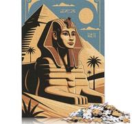 Puzzle quadrato da 500 pezzi raffigurante la sfinge egizia e la piramide, per adulti, puzzle in legno, gioco educativo per famiglie, 500 pezzi (52x38 cm)