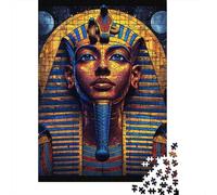 Puzzle quadrato da 500 pezzi raffigurante un faraone egiziano per adulti e puzzle in legno per la decorazione della casa, 500 pezzi (52x38 cm)