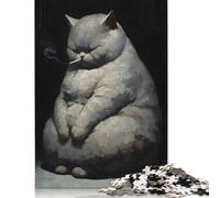 Puzzle quadrato da 500 pezzi raffigurante un gatto che fuma e un dipinto per adulti, gioco educativo in legno, 500 pezzi (52x38 cm)