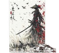Puzzle quadrato da 500 pezzi Samurai Warrior con spade per adulti, puzzle in legno, il miglior regalo di Natale per adulti e 500 pezzi (52x38 cm)