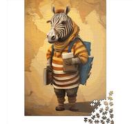 Puzzle quadrato da 500 pezzi Zebra Traveler Art per adulti Puzzle in legno Puzzle educativo Gioco per famiglie 500 pezzi (52x38 cm)