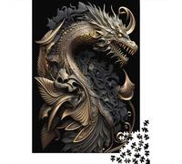 Puzzle quadrato del drago imperatore dorato da 1000 pezzi per adulti, puzzle in legno per l'intrattenimento della famiglia, 1000 pezzi (75x50 cm)