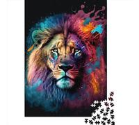Puzzle quadrato dipinto a forma di leone colorato da 1000 pezzi per adulti, puzzle in legno, il miglior regalo di Natale per adulti e 1000 pezzi (75x50 cm)