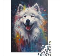 Puzzle quadrato dipinto Samoiedo da 1000 pezzi per adulti, puzzle di carta, il miglior regalo di Natale per adulti e 38x26 cm/1000 pezzi