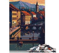 Puzzle quadrato Maribor Pixel Art da 1000 pezzi per adulti, puzzle in legno, gioco pratico da 1000 pezzi (75x50 cm)