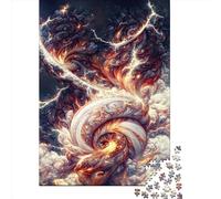 Puzzle quadrato rosso fuoco tempesta da 500 pezzi per adulti, puzzle in legno giocattolo educativo per l'apprendimento 500 pezzi (52x38 cm)