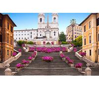 Puzzle Quadri Famosi 1000 Pezzi Architettura Di Roma Piazza Di Spagna Con Fiori 75 * 50Cm