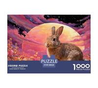 Puzzle Rabbit 1000 Pezzi Per Bambini E Adulti, Puzzles Con Full Moon Flower Bush, Sfidante E Stimolante, Regalo Per Bambini E Adulti 38x26cm/1000pcs