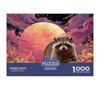 Puzzle Raccoon 1000 Pezzi Per Bambini E Adulti, Puzzles Con Full Moon Flower Bush, Sfidante E Stimolante, Regalo Per Bambini E Adulti 70x50cm/1000pcs