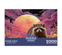 Puzzle Raccoon 1000 Pezzi Per Bambini E Adulti, Puzzles Con Full Moon Flower Bush, Sfidante E Stimolante, Regalo Compleanno 38x26cm/1000pcs