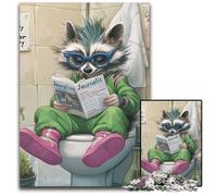 Puzzle Raccoon Go Toilet per adulti, 1000 pezzi, adolescenti, coppie e amici per compleanni e Natale, 50x75CM/19,68x29,52 pollici.