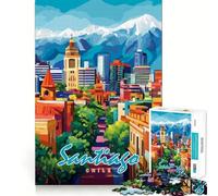 Puzzle raffigurante il paesaggio urbano di Santiago del Cile, 1000 pezzi, gioco di logica, hobby tranquillo, taglio perfetto, regalo elegante (38x52cm)