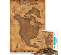 Puzzle raffigurante la vecchia mappa dell'America,1000 pezzi,gioco di logica e divertimento,design senza spazi vuoti e ad incastro perfetto, riunioni di famiglia (50x75cm)