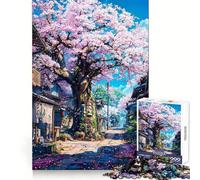 Puzzle raffigurante l'antico albero di ciliegio in fiore, 1000 pezzi, gioco stimolante per la mente, divertente e rilassante, con tagli precisi, ideale come decorazione da parete 50x75cm