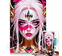Puzzle raffigurante un guerriero dai capelli rosa con maschera, 1000 pezzi, ideale per ragazzi Giocattolo divertente e stimolante per il tempo libero Decorazione murale con ritagli chiari (38x26cm)