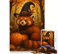 Puzzle raffigurante una strega panda rossa con zucca, per ragazzi, 1000 pezzi, ideale per migliorare la memoria, alleviare la tensione e creare opere d'arte di alta qualità (38x26cm)