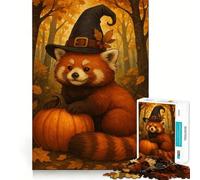 Puzzle raffigurante una strega panda rossa con zucca, per ragazzi, 1000 pezzi, ideale per migliorare la memoria, alleviare la tensione e creare opere d'arte di alta qualità (38x26cm)