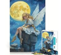Puzzle "Ragazza Angelo al Chiaro di Luna" da 1000 pezzi per adolescenti,gioco di abilità mentale,taglio laser per un incastro perfetto,rilassante attività di gruppo al chiuso (38x26cm)